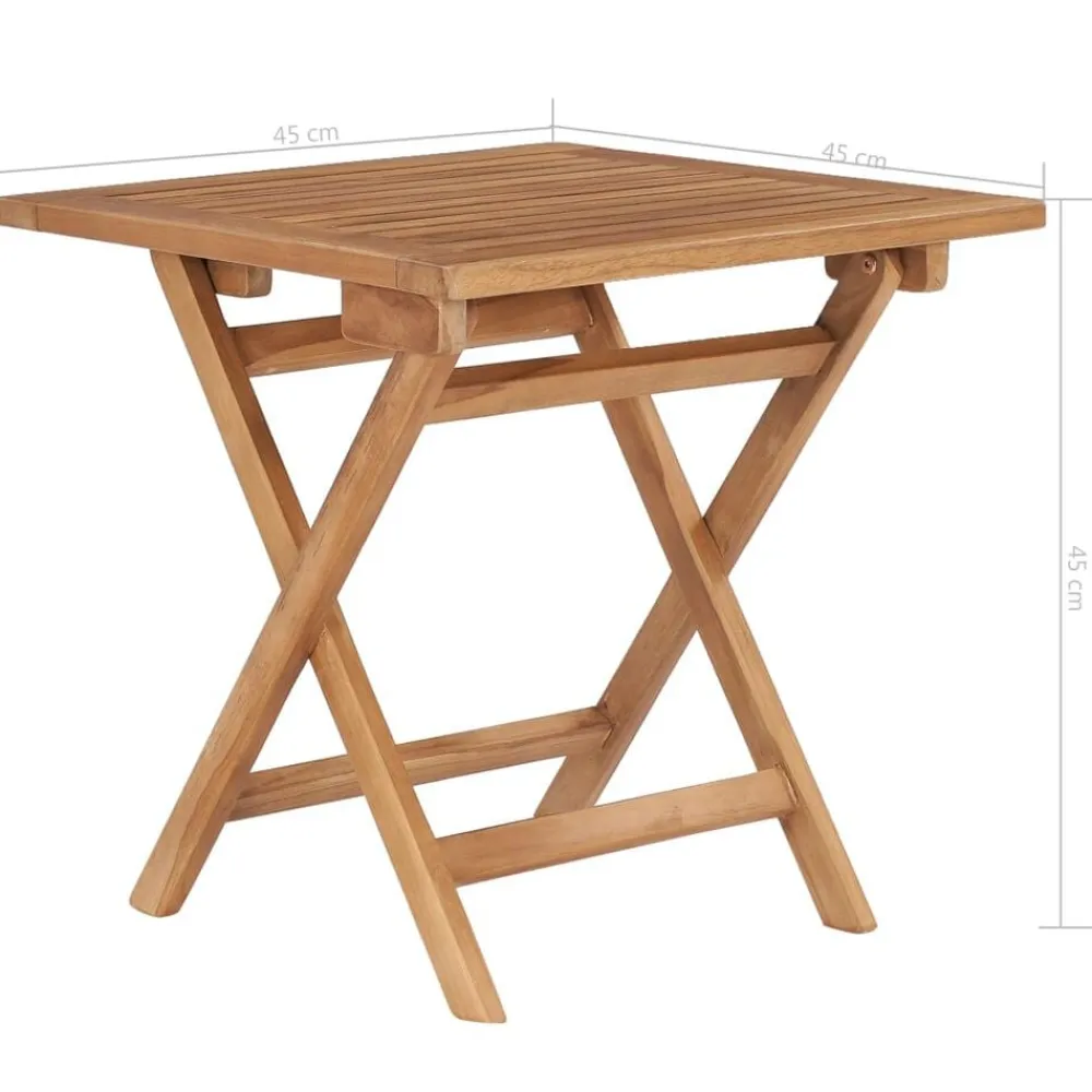 vidaXL Muebles De Jardín-Mesa de jardín plegable madera maciza de teca 45x45x45 cm