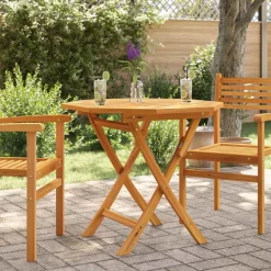 vidaXL Muebles De Jardín-Mesa de jardín plegable madera de teca maciza 85x85x76 cm