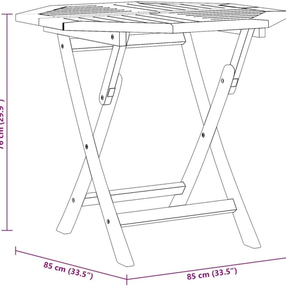 vidaXL Muebles De Jardín-Mesa de jardín plegable madera de teca maciza 85x85x76 cm
