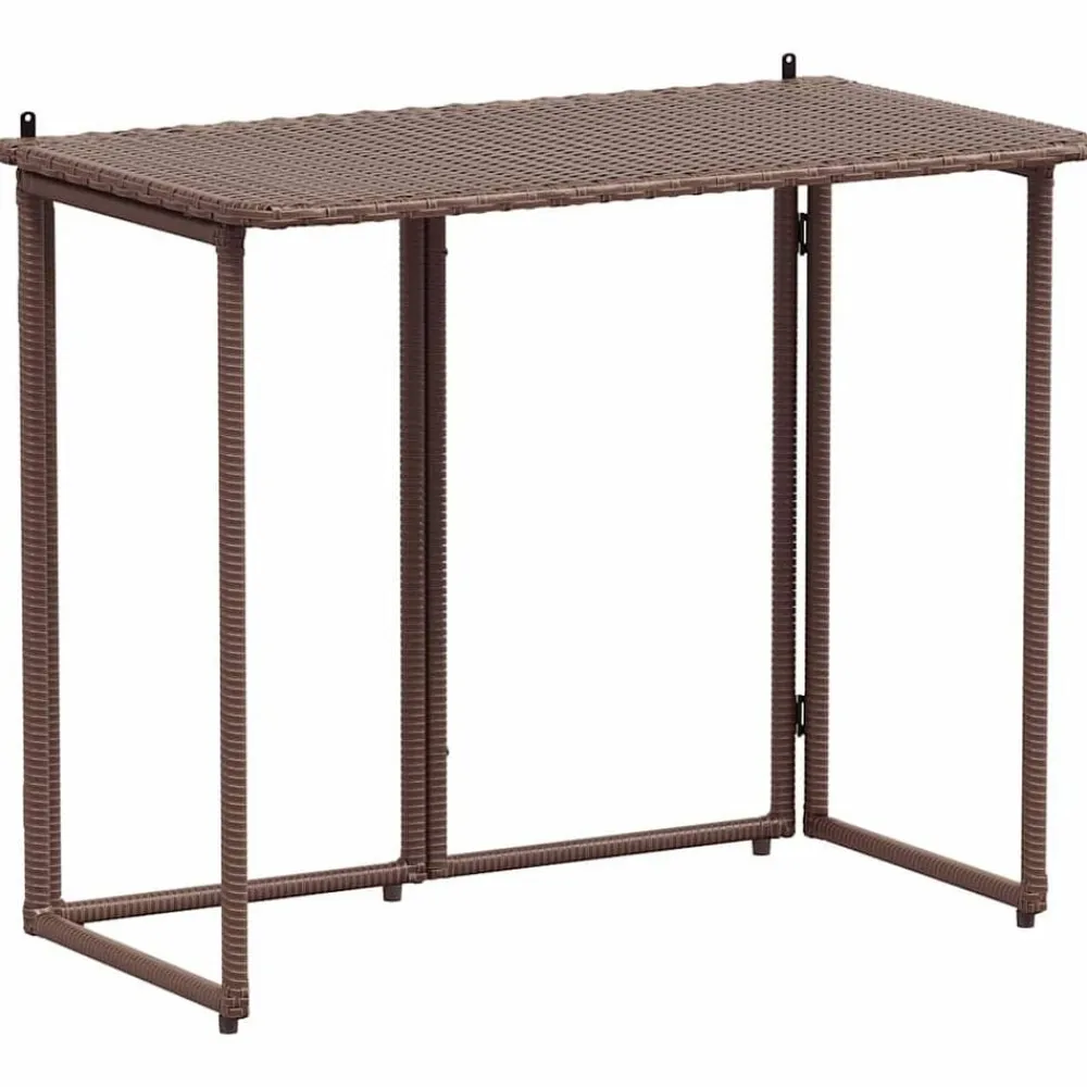 vidaXL Muebles De Jardín-Mesa de jardín plegable marrón 90x51x75 cm ratán sintético