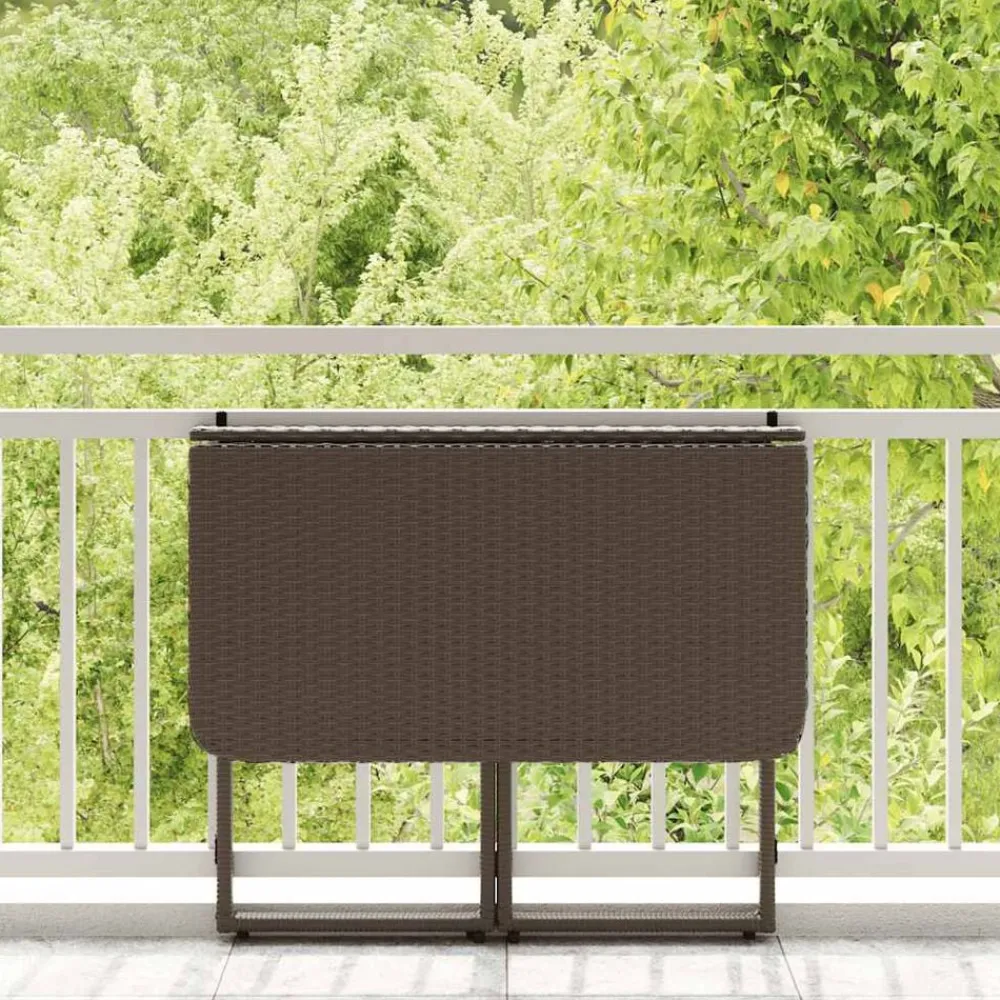 vidaXL Muebles De Jardín-Mesa de jardín plegable marrón 90x51x75 cm ratán sintético