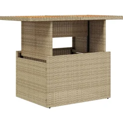 vidaXL Muebles De Jardín-Mesa de jardín ratán PE y madera de acacia 100x55x73 cm