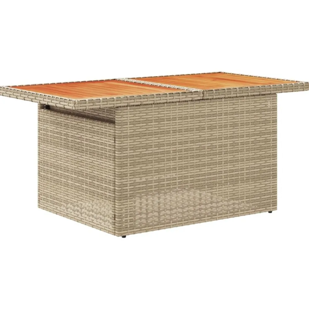 vidaXL Muebles De Jardín-Mesa de jardín ratán PE y madera de acacia 100x55x73 cm