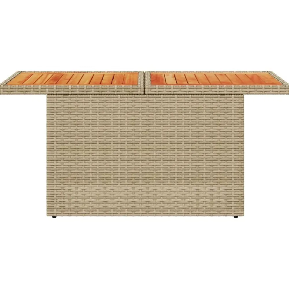 vidaXL Muebles De Jardín-Mesa de jardín ratán PE y madera de acacia 100x55x73 cm