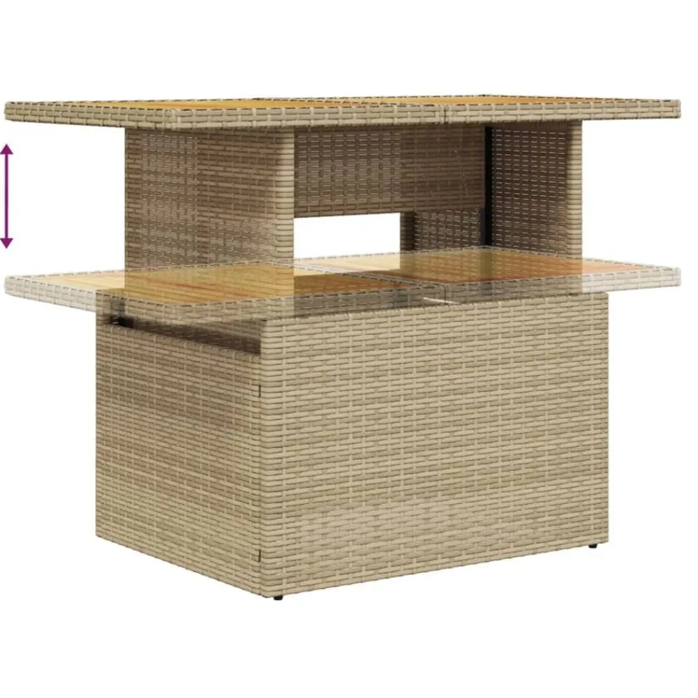 vidaXL Muebles De Jardín-Mesa de jardín ratán PE y madera de acacia 100x55x73 cm