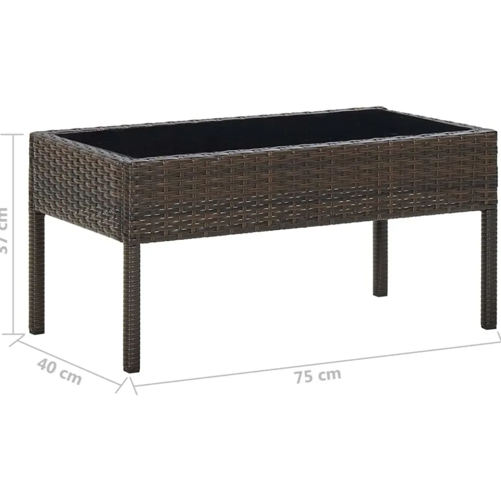 vidaXL Muebles De Jardín-Mesa de jardín ratán sintético marrón 75x40x37 cm