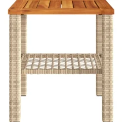 vidaXL Mesa de jardín ratán sintético madera acacia beige 40x40x42 cm Beige y marrón New