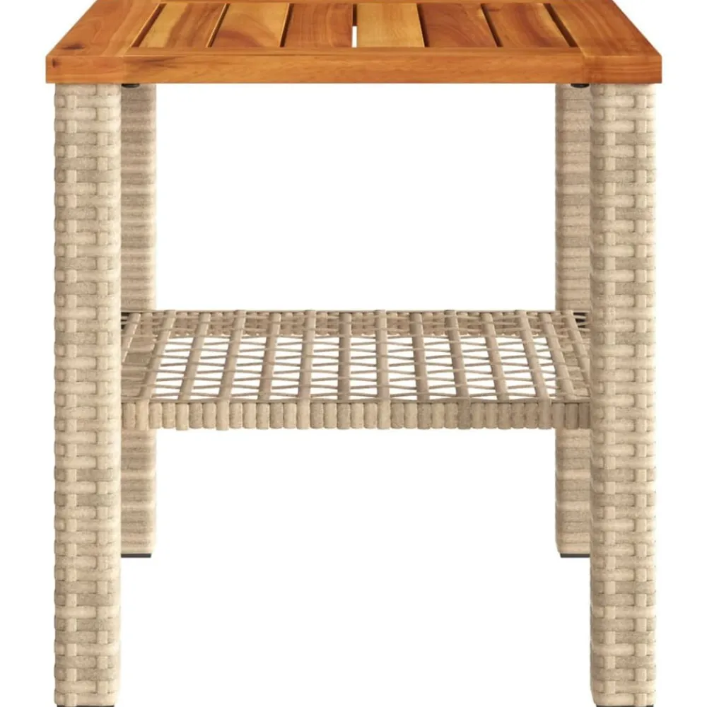 vidaXL Mesa de jardín ratán sintético madera acacia beige 40x40x42 cm Beige y marrón New