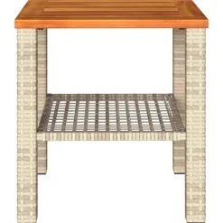 vidaXL Mesa de jardín ratán sintético madera acacia beige 40x40x42 cm Beige y marrón New