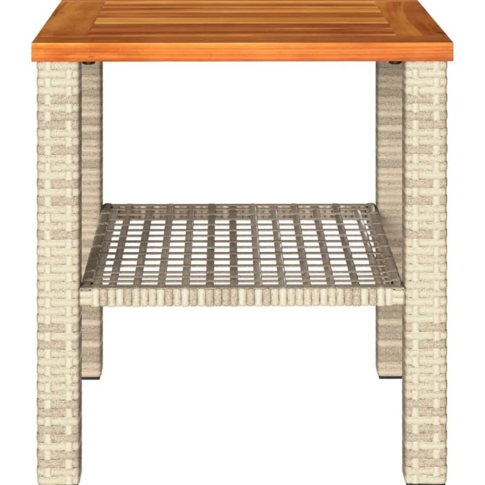vidaXL Mesa de jardín ratán sintético madera acacia beige 40x40x42 cm Beige y marrón New