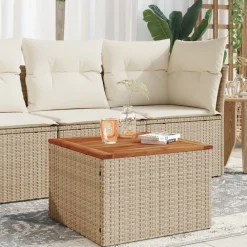 vidaXL Muebles De Jardín-Mesa de jardín ratán sintético madera acacia 55x55x37 cm