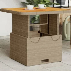 vidaXL Muebles De Jardín-Mesa de jardín ratán sintético madera acacia 80x80x71 cm