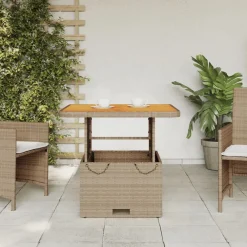 vidaXL Muebles De Jardín-Mesa de jardín ratán sintético madera acacia 80x80x71 cm