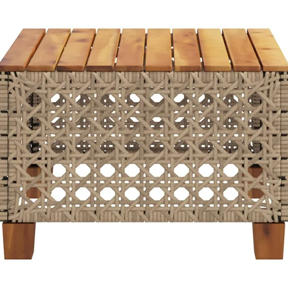 vidaXL Mesa de jardín ratán sintético madera acacia 55x55x36 cm Beige Clearance