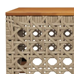 vidaXL Mesa de jardín ratán sintético madera acacia 55x55x36 cm Beige Clearance
