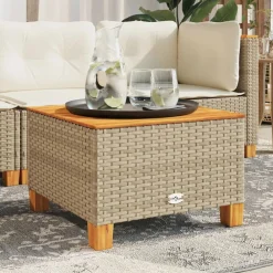 vidaXL Muebles De Jardín-Mesa de jardín ratán sintético madera acacia 55x55x36 cm