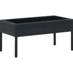 vidaXL Mesa de jardín ratán sintético 75x40x37 cm Negro Outlet