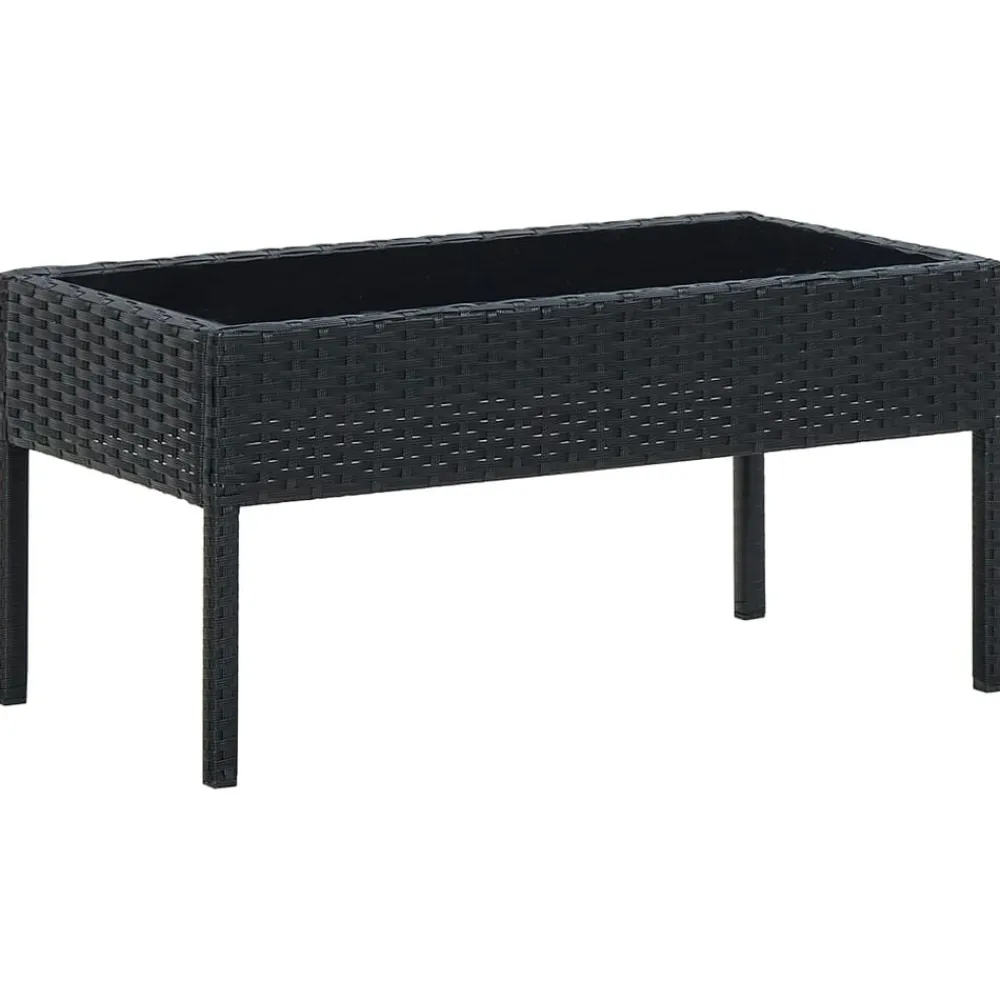 vidaXL Mesa de jardín ratán sintético 75x40x37 cm Negro Outlet