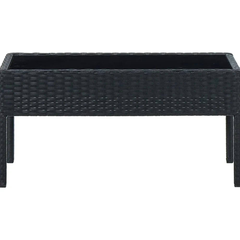 vidaXL Mesa de jardín ratán sintético 75x40x37 cm Negro Outlet