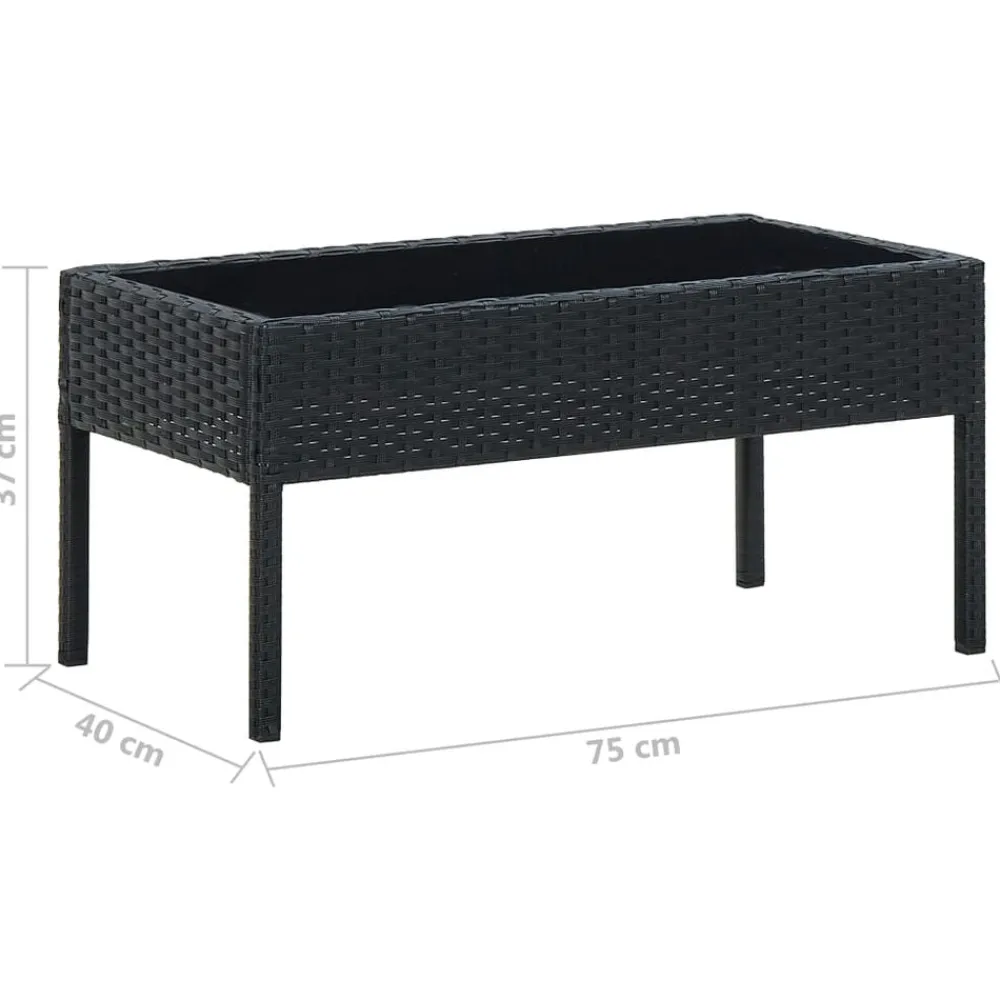 vidaXL Mesa de jardín ratán sintético 75x40x37 cm Negro Outlet