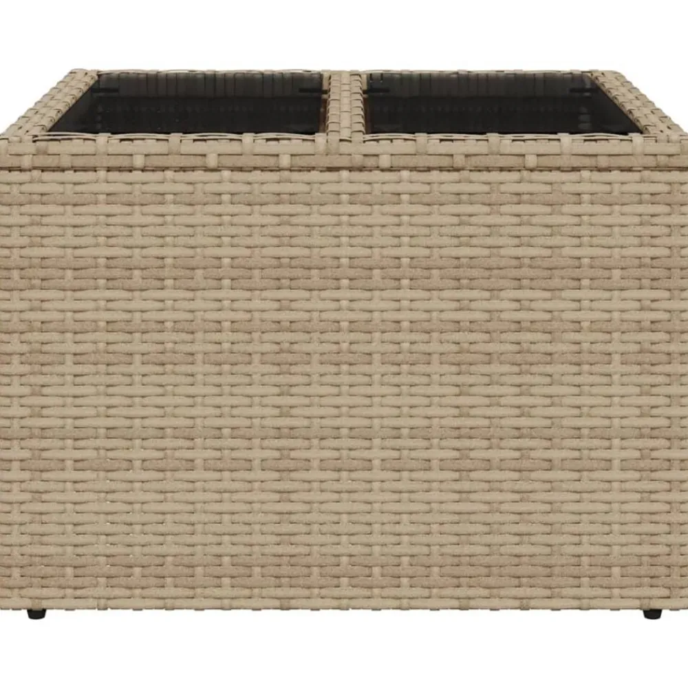 vidaXL Mesa de jardín superficie de vidrio ratán PE 55x55x37 cm Beige Sale
