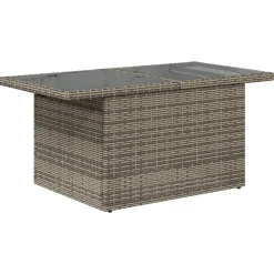 vidaXL Mesa de jardín superficie de vidrio ratán PE 100x55x73 cm Gris Sale