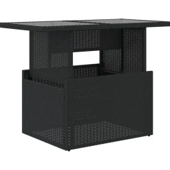vidaXL Mesa de jardín superficie de vidrio ratán PE 100x55x73 cm Negro Online