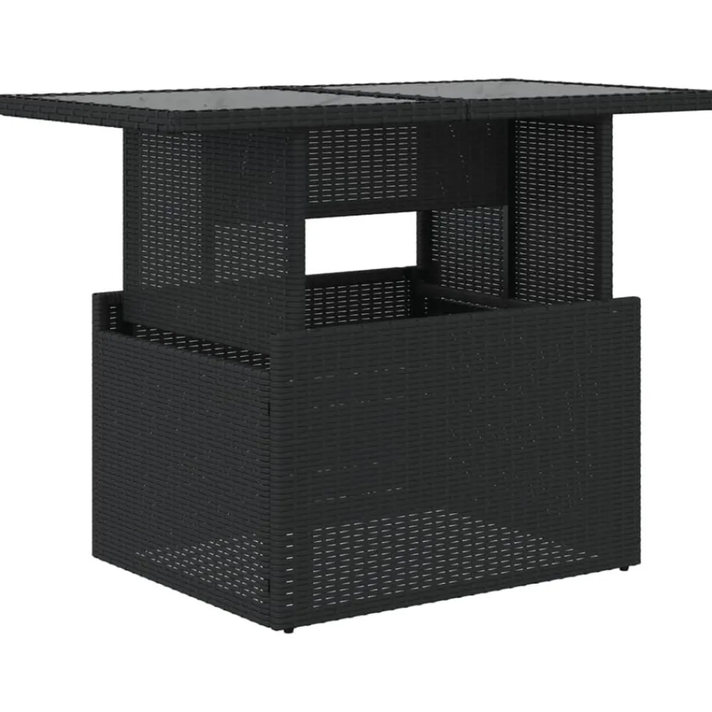 vidaXL Mesa de jardín superficie de vidrio ratán PE 100x55x73 cm Negro Online
