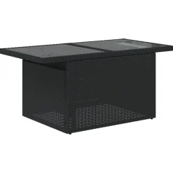 vidaXL Mesa de jardín superficie de vidrio ratán PE 100x55x73 cm Negro Online