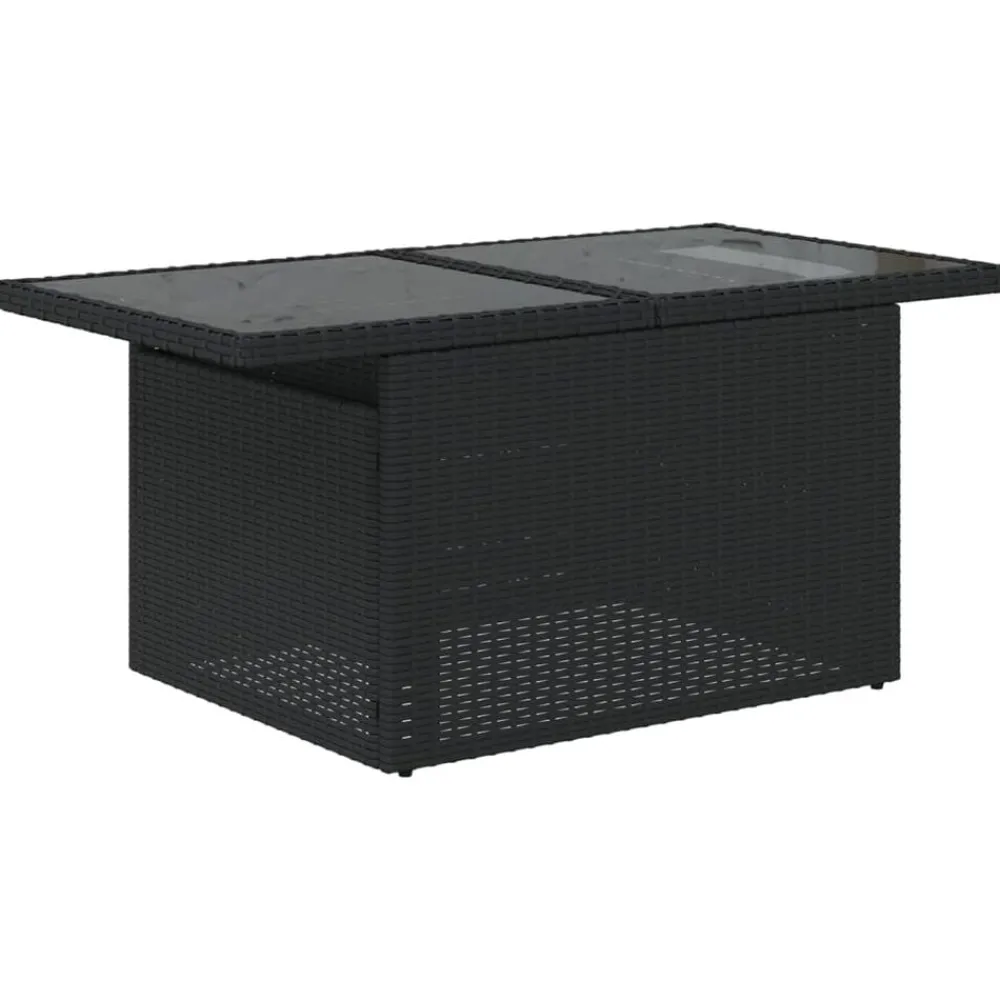 vidaXL Mesa de jardín superficie de vidrio ratán PE 100x55x73 cm Negro Online