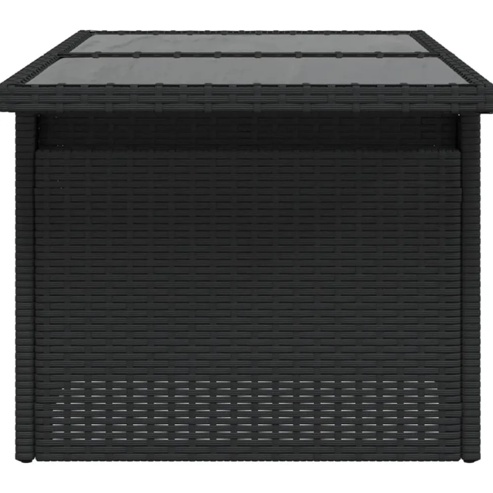 vidaXL Mesa de jardín superficie de vidrio ratán PE 100x55x73 cm Negro Online