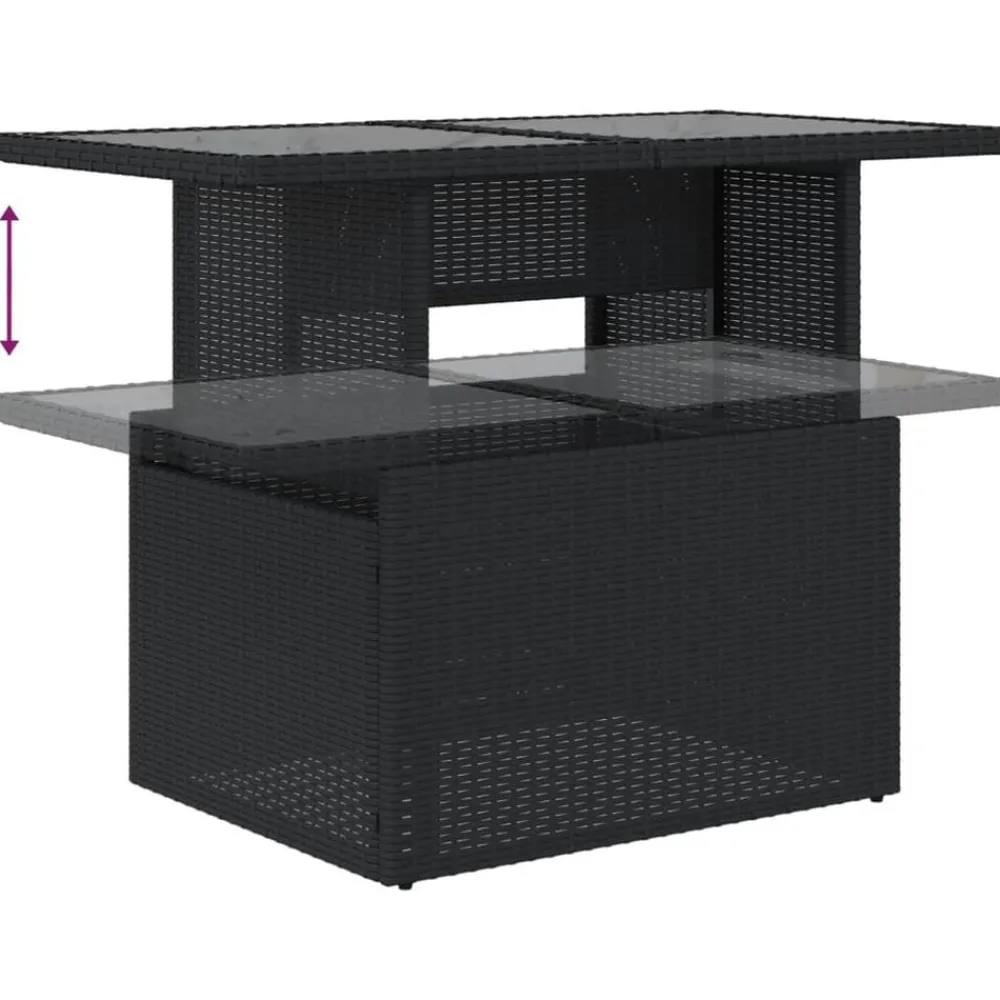 vidaXL Mesa de jardín superficie de vidrio ratán PE 100x55x73 cm Negro Online