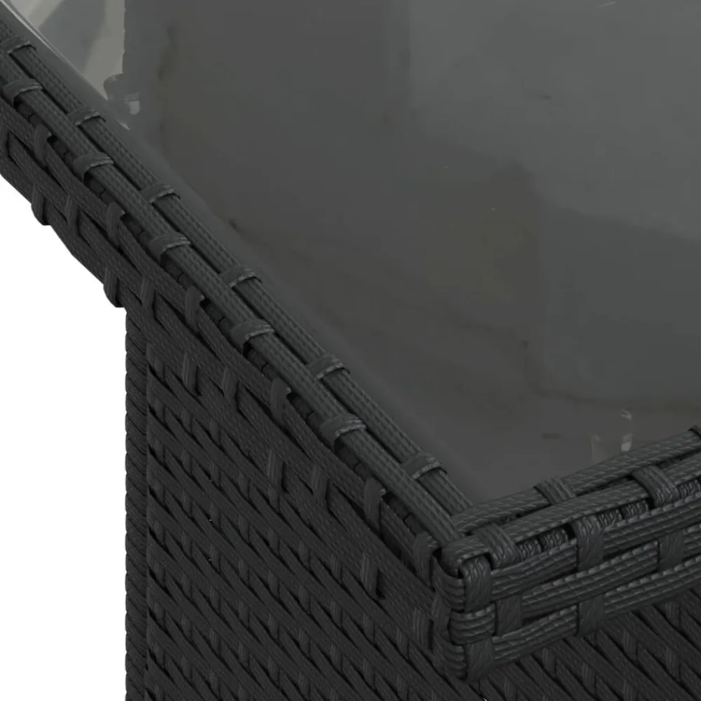vidaXL Mesa de jardín superficie de vidrio ratán PE 100x55x73 cm Negro Online