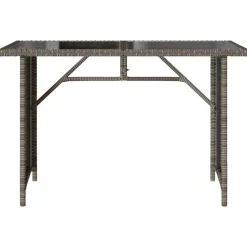 vidaXL Mesa de jardín superficie de vidrio ratán PE 110x68x70 cm Gris Hot