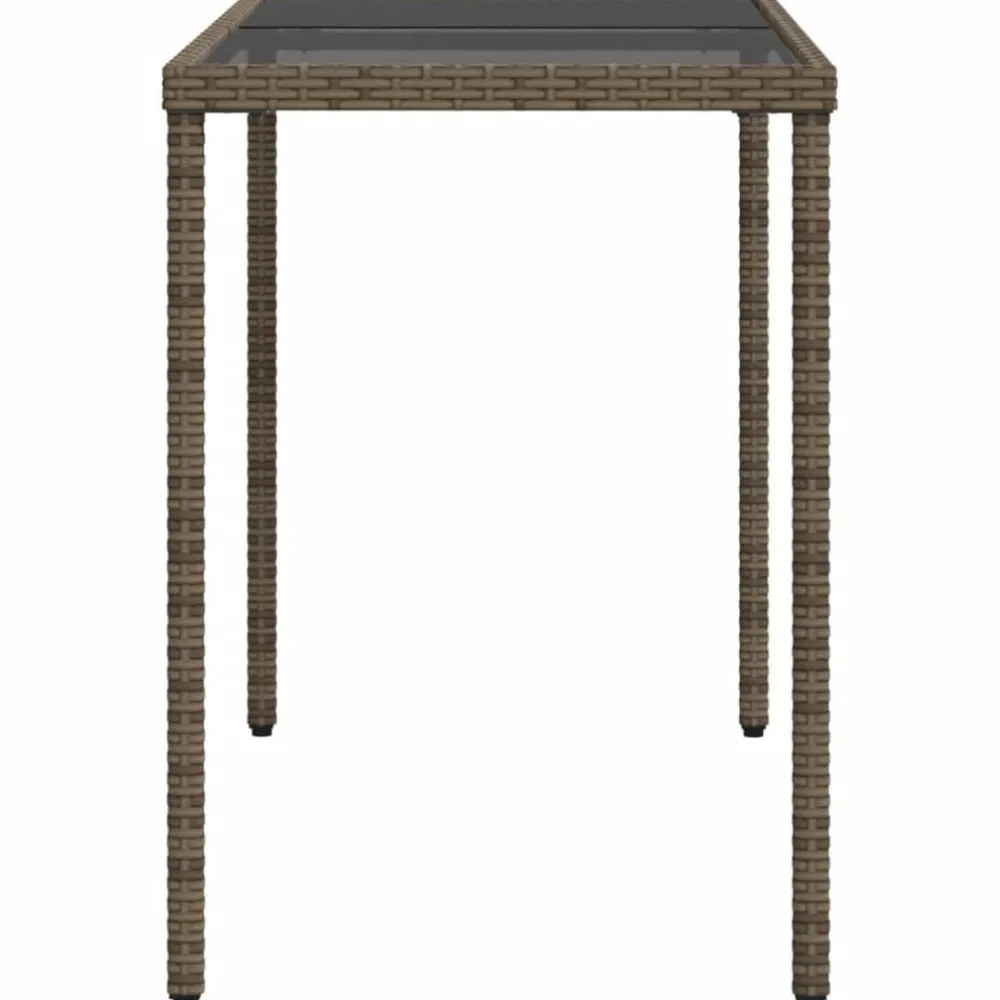 vidaXL Mesa de jardín superficie de vidrio ratán PE 115x54x74 cm Gris Online
