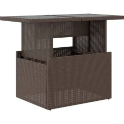 vidaXL Mesa de jardín superficie vidrio ratán PE marrón 100x55x73 cm Marrón Discount