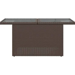 vidaXL Mesa de jardín superficie vidrio ratán PE marrón 100x55x73 cm Marr&oacute;n Discount