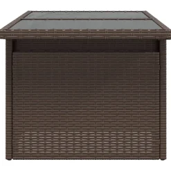 vidaXL Mesa de jardín superficie vidrio ratán PE marrón 100x55x73 cm Marr&oacute;n Discount