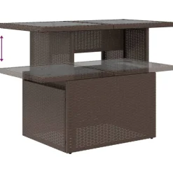 vidaXL Mesa de jardín superficie vidrio ratán PE marrón 100x55x73 cm Marr&oacute;n Discount