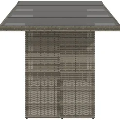 vidaXL Mesa de jardín superficie de vidrio ratán PE 190x80x75 cm Gris