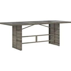 vidaXL Mesa de jardín superficie de vidrio ratán PE 190x80x75 cm Gris