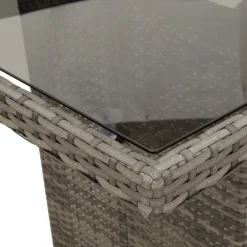 vidaXL Mesa de jardín superficie de vidrio ratán PE 190x80x75 cm Gris