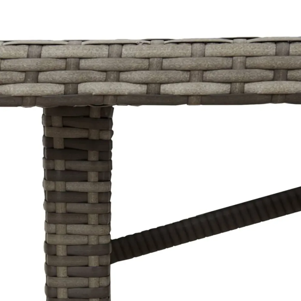 vidaXL Mesa de jardín superficie de vidrio ratán PE 190x80x75 cm Gris