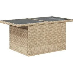 vidaXL Muebles De Jardín-Mesa de jardín superficie de vidrio ratán PE 100x55x73 cm