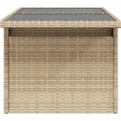 vidaXL Muebles De Jardín-Mesa de jardín superficie de vidrio ratán PE 100x55x73 cm