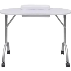 vidaXL Mesa de manicura plegable con ruedas Blanco Discount