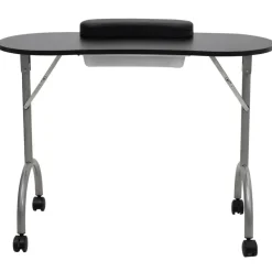 vidaXL Mesa de manicura plegable con ruedas negra Negro Discount