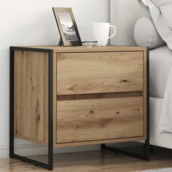 vidaXL Mesa de Noche con cajón Roble Artesanal 50 x 39.5 x 50 cm Roble artisan Clearance