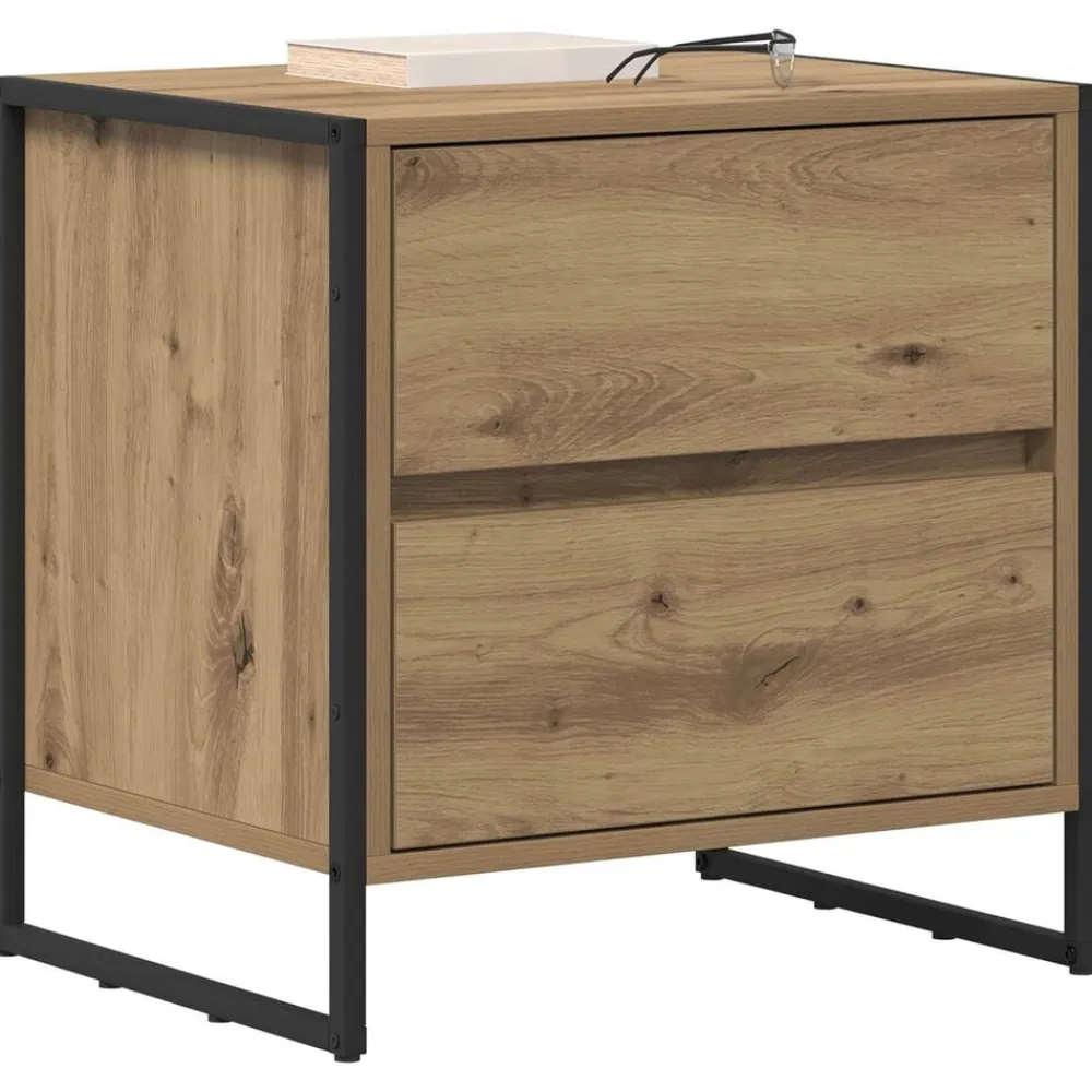 vidaXL Mesa de Noche con cajón Roble Artesanal 50 x 39.5 x 50 cm Roble artisan Clearance