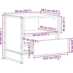 vidaXL Mesa de Noche con cajón Roble Artesanal 50 x 39,5 x 50 cm Roble artisan Discount